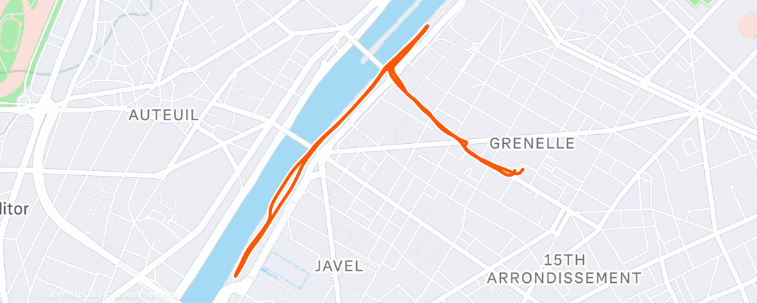 Map of the activity, Course à pied en soirée