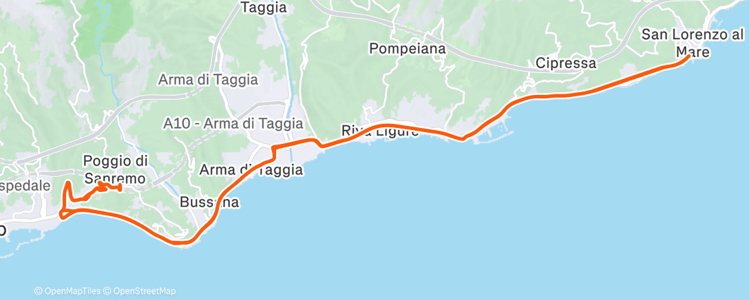 Map of the activity, Pedalata dell'ora di pranzo