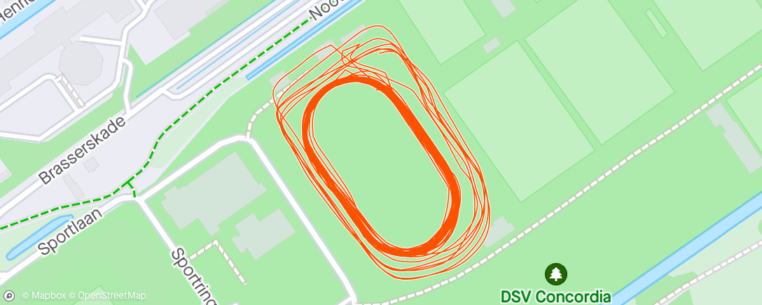 Map of the activity, 6x800m 10k +4x400m 5k