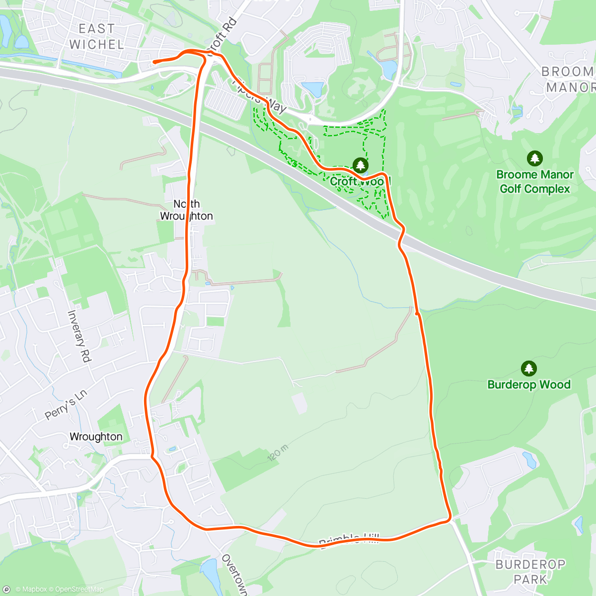Map of the activity, Thursday’s Club Run - Ladder Lane