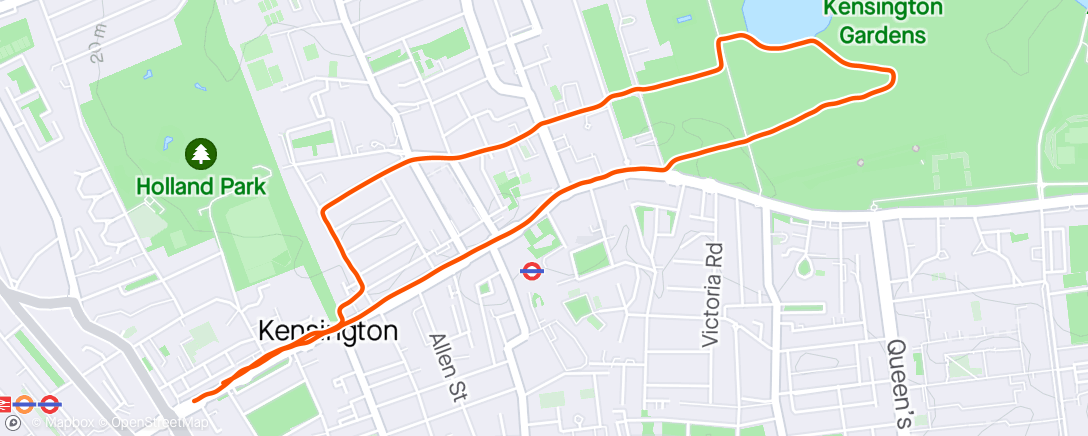 Map of the activity, Lovely little run to Kensington Gardens with Jen