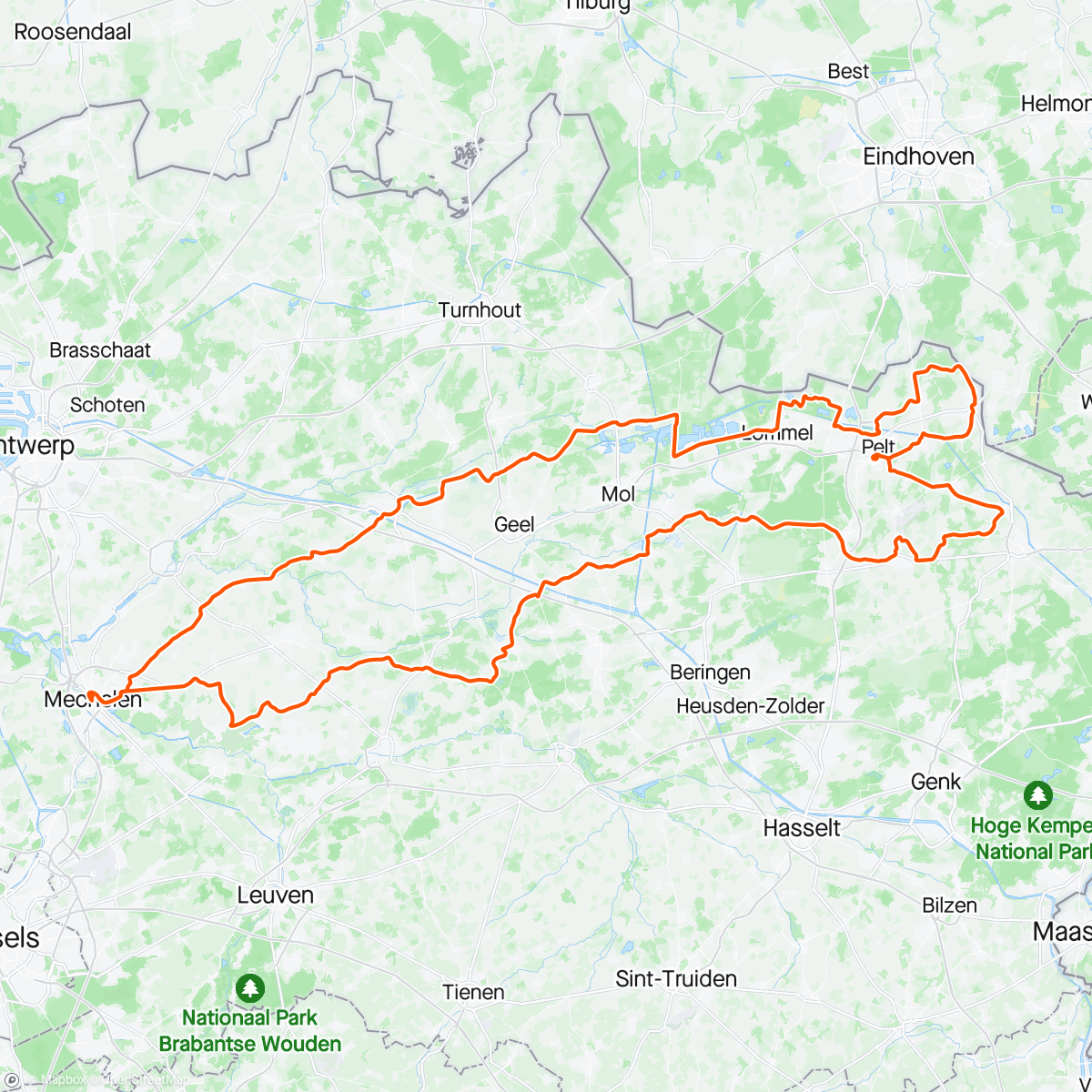 Map of the activity, Topdagje 1000km Kom op tegen Kanker 😍