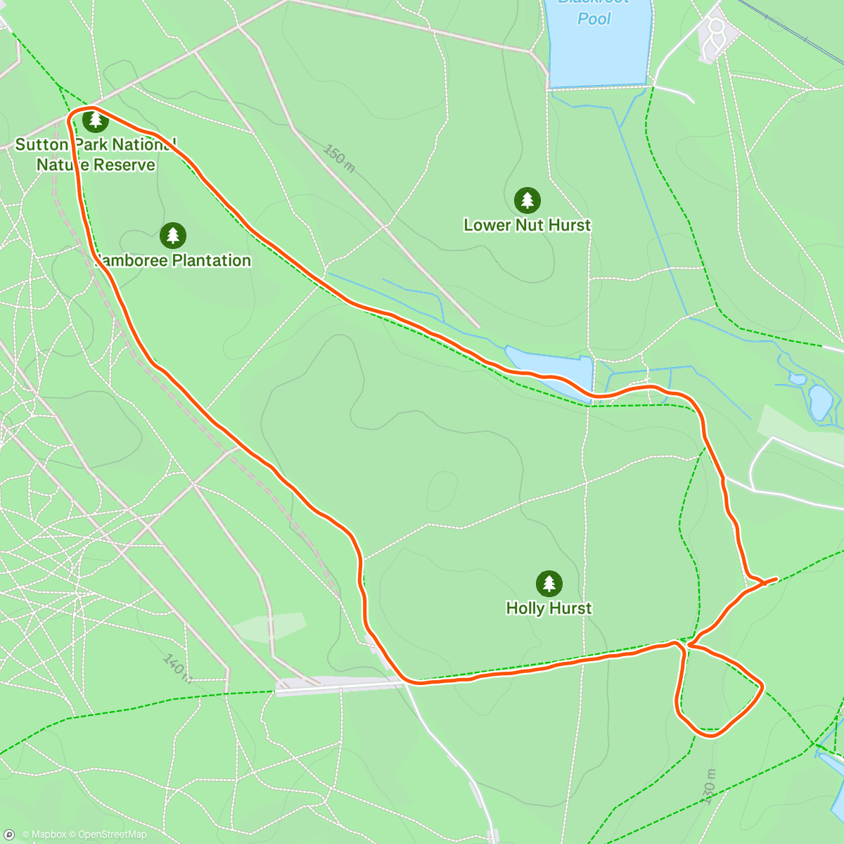 Map of the activity, Warm up run with the Stroud boys