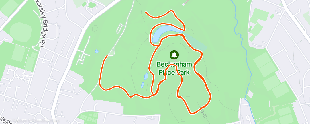 Mapa de la actividad (Beckenham Place parkrun #220)