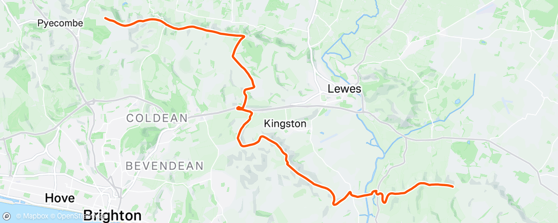 Map of the activity, South Downs Way 100 pacing duties