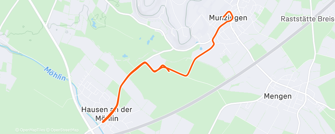 Map of the activity, Afternoon Run