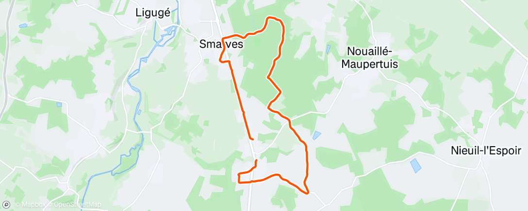 Map of the activity, Course à pied le matin