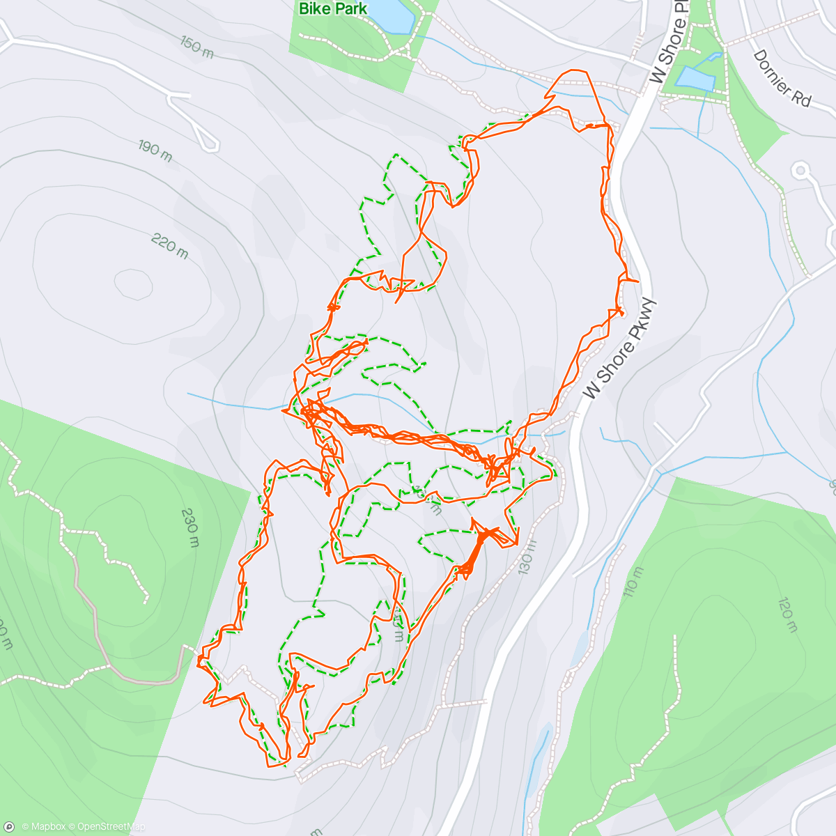 Map of the activity, Jordie Park ride