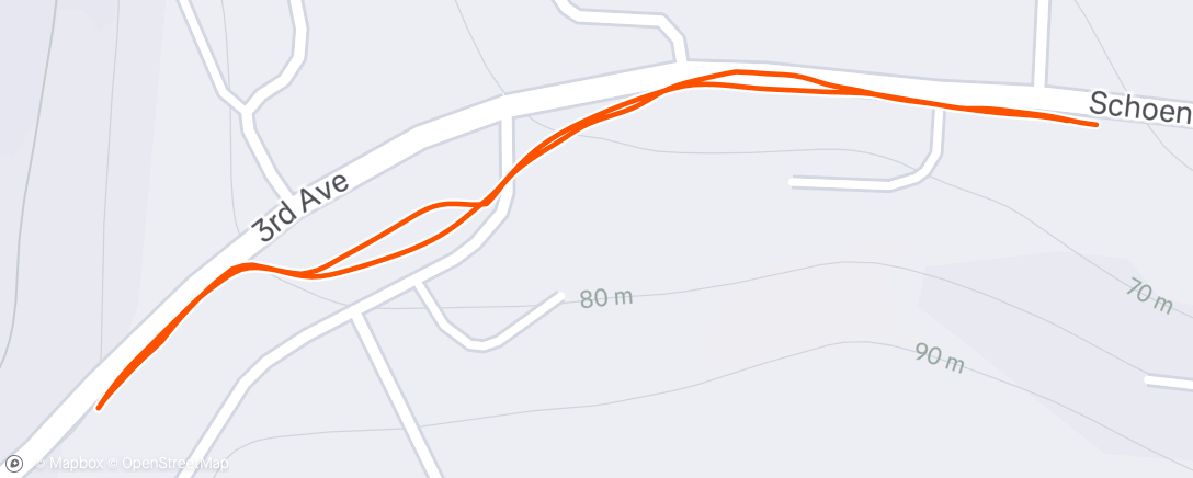 Map of the activity, Post workout run.