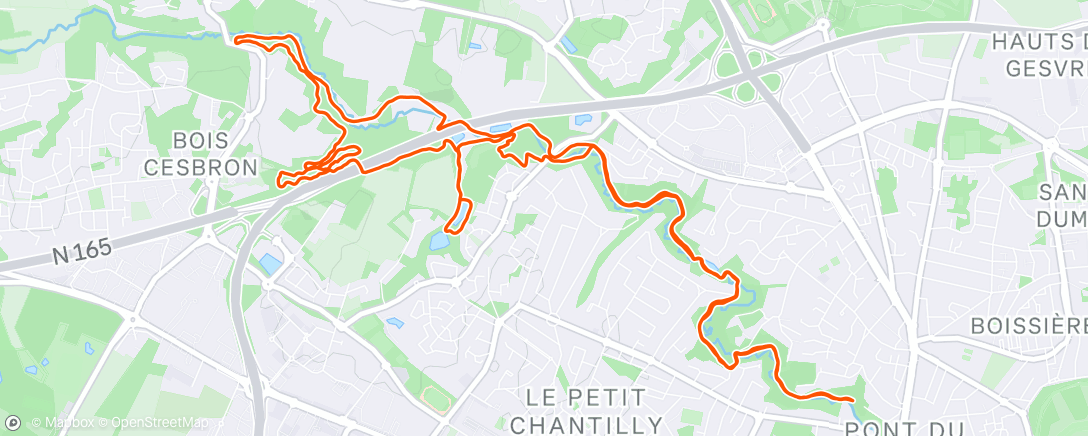 Map of the activity, Course à pied du midi