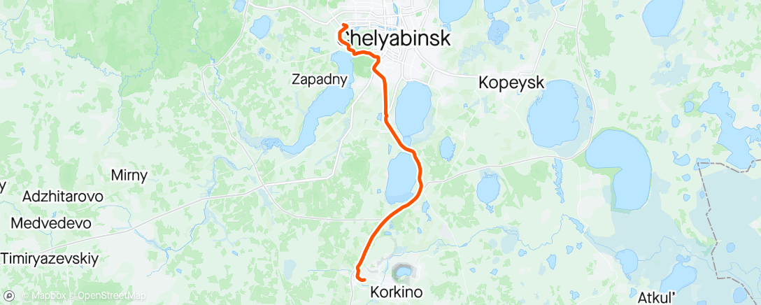 Mapa de la actividad, Коркино - Чебоксары
