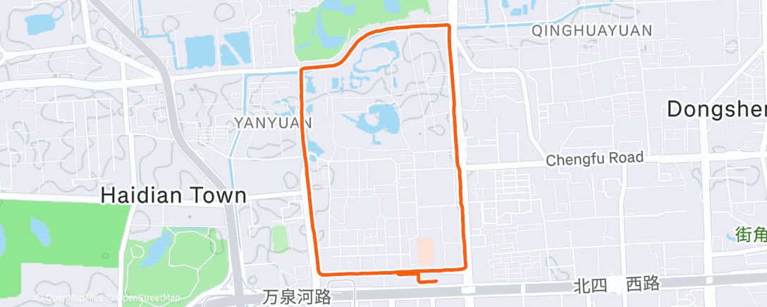 Map of the activity, 傍晚跑步