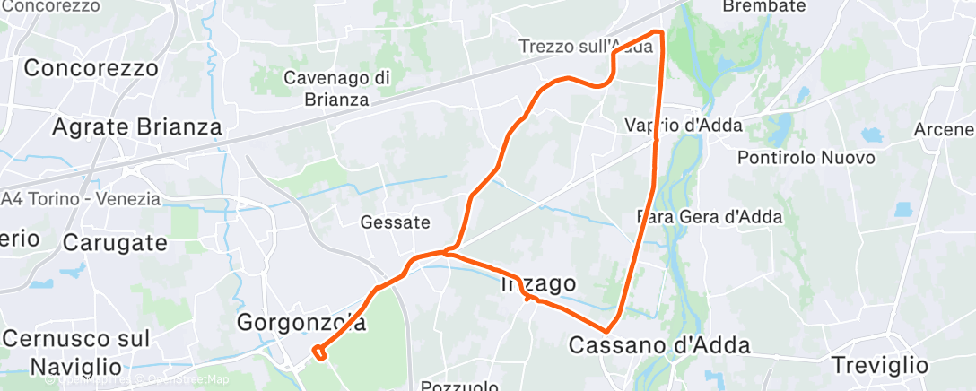 Map of the activity, Pedalata dell'ora di pranzo