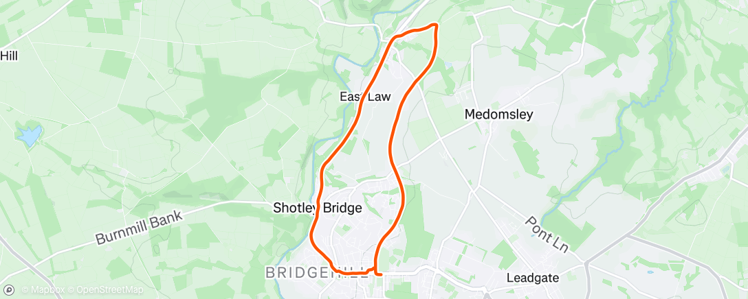 Map of the activity, Lunch Run Consett, England ⛅