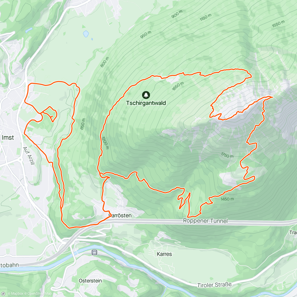 Mapa de la actividad (Tschirgant Sky Race 27km)
