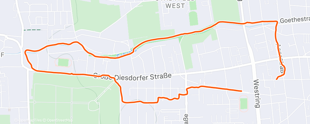 Map of the activity, Lauf am Morgen
