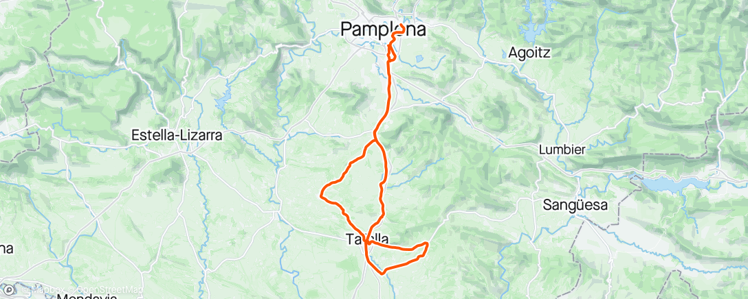 「C.D. Amaya - Noain-Beriain-Artajona-Tafalla-San Martin de Unx-Olite-Tafalla-Campanas-Pamplona」活動的地圖