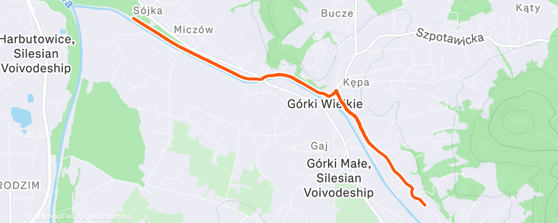 Map of the activity, Afternoon Run