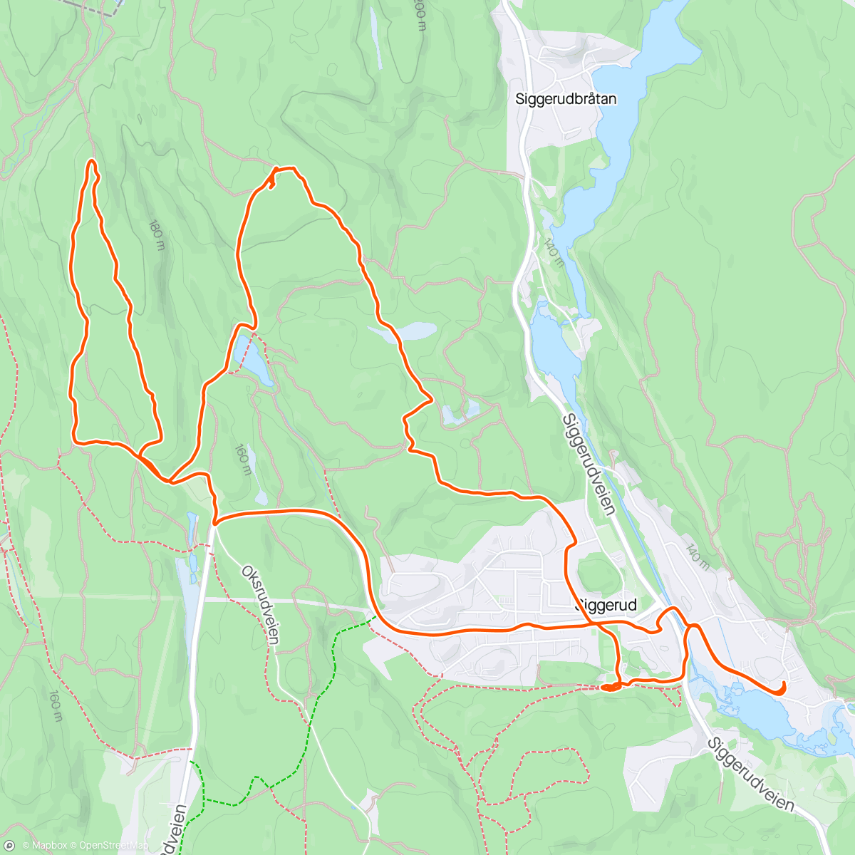 Map of the activity, Slett- Langåsen. Sørmarka sti 💪😊👍