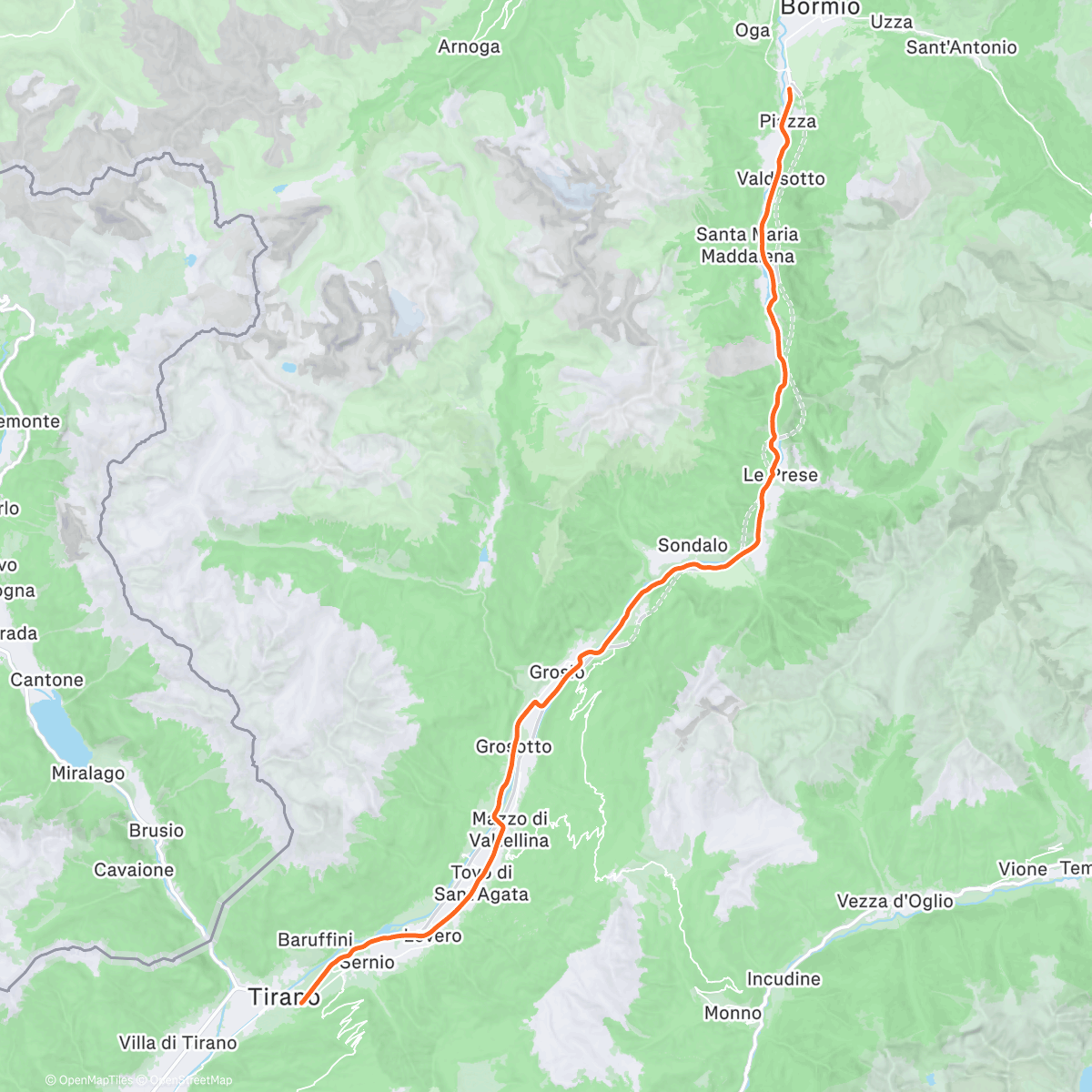 Карта физической активности (ROUVY - Bormio to Tirano | Italy)