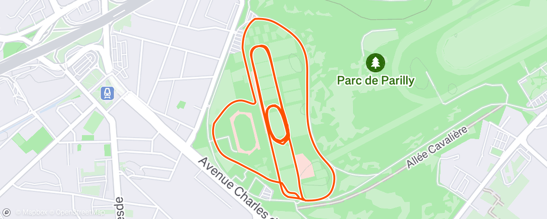 Map of the activity, 8 x 400m Recup 1'10