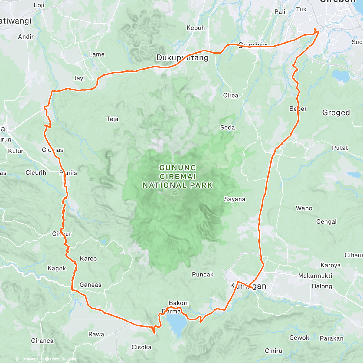 Map of the activity, Gowes liburan tour de cermai berdua ajahh