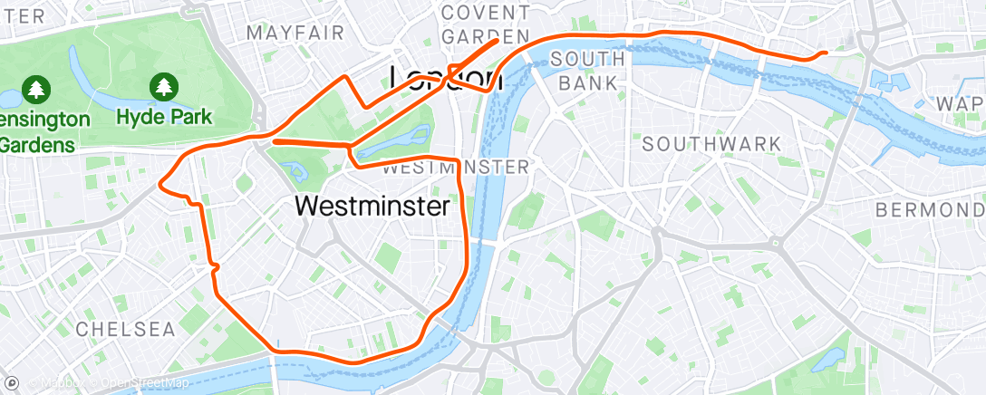 Karte der Aktivität „Zwift - Group Workout: The Wriggler on Greater London Flat in London”