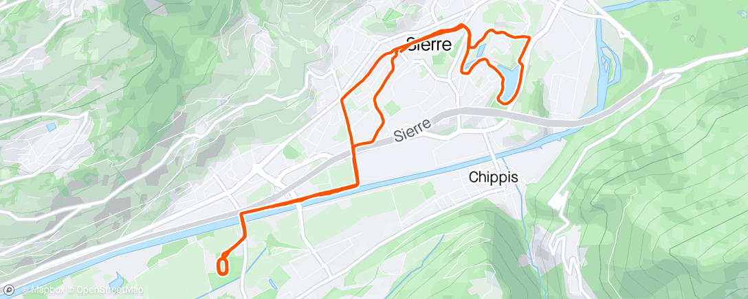 Map of the activity, 15 x 400m/200m