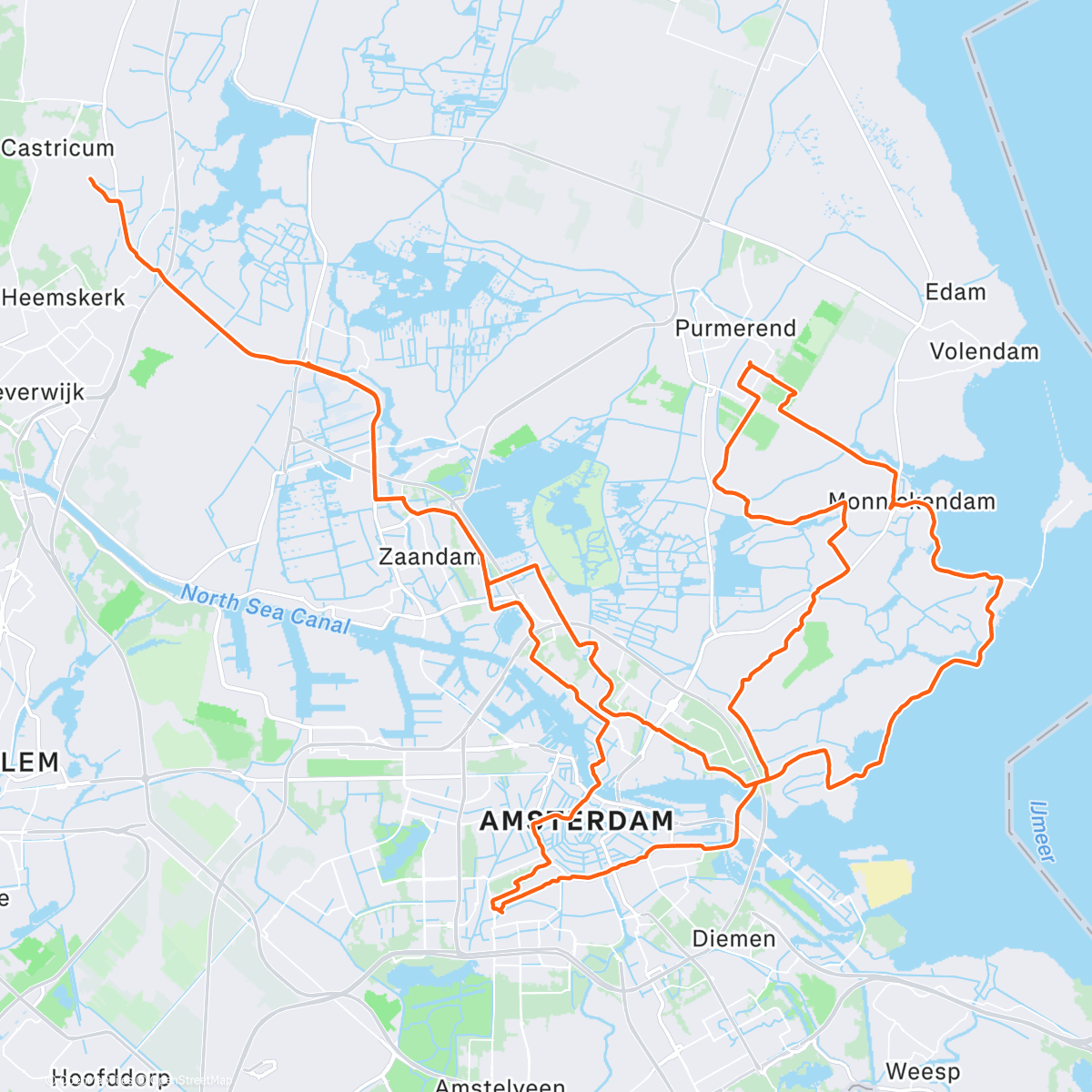 Map of the activity, KCC oliebollen rit