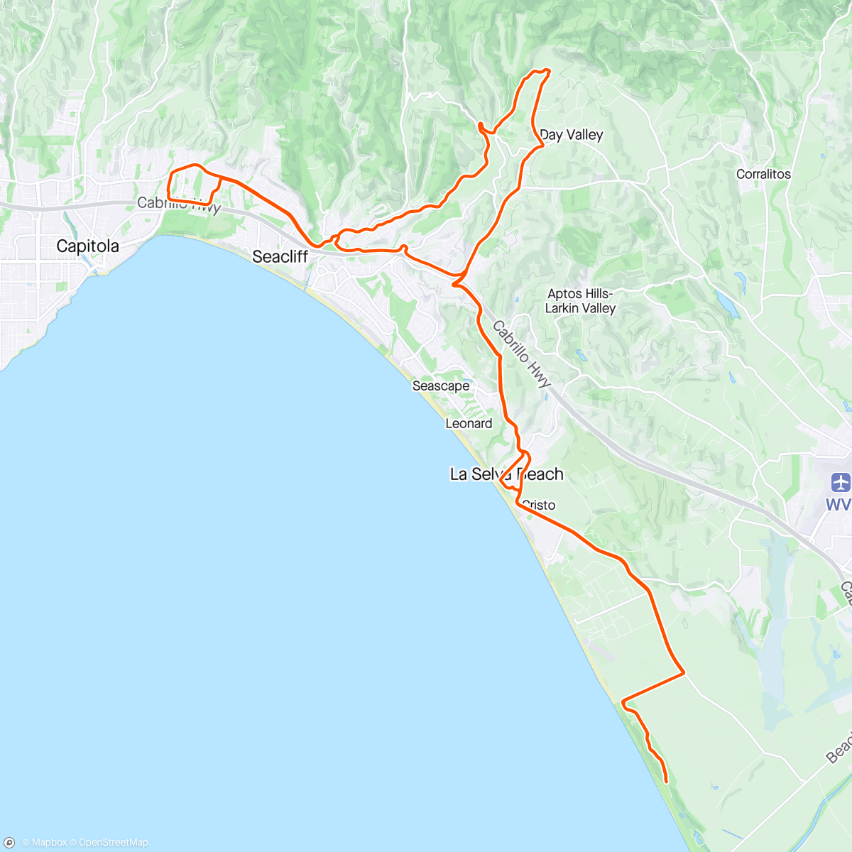 Map of the activity, Sunset Beach Ride
