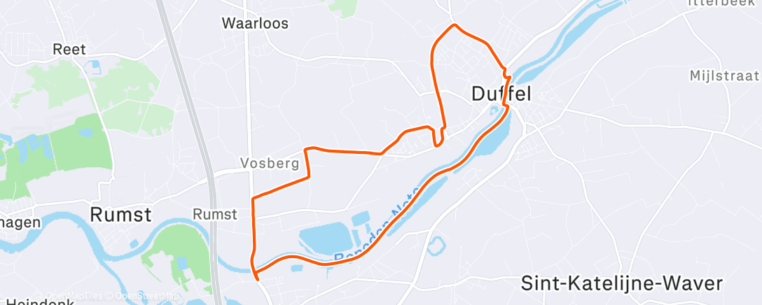 Map of the activity, Middagloop