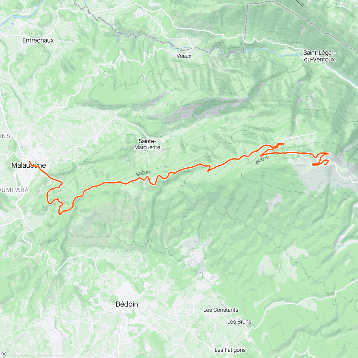 Map of the activity, ROUVY - Mt. Ventoux (from Malaucène)