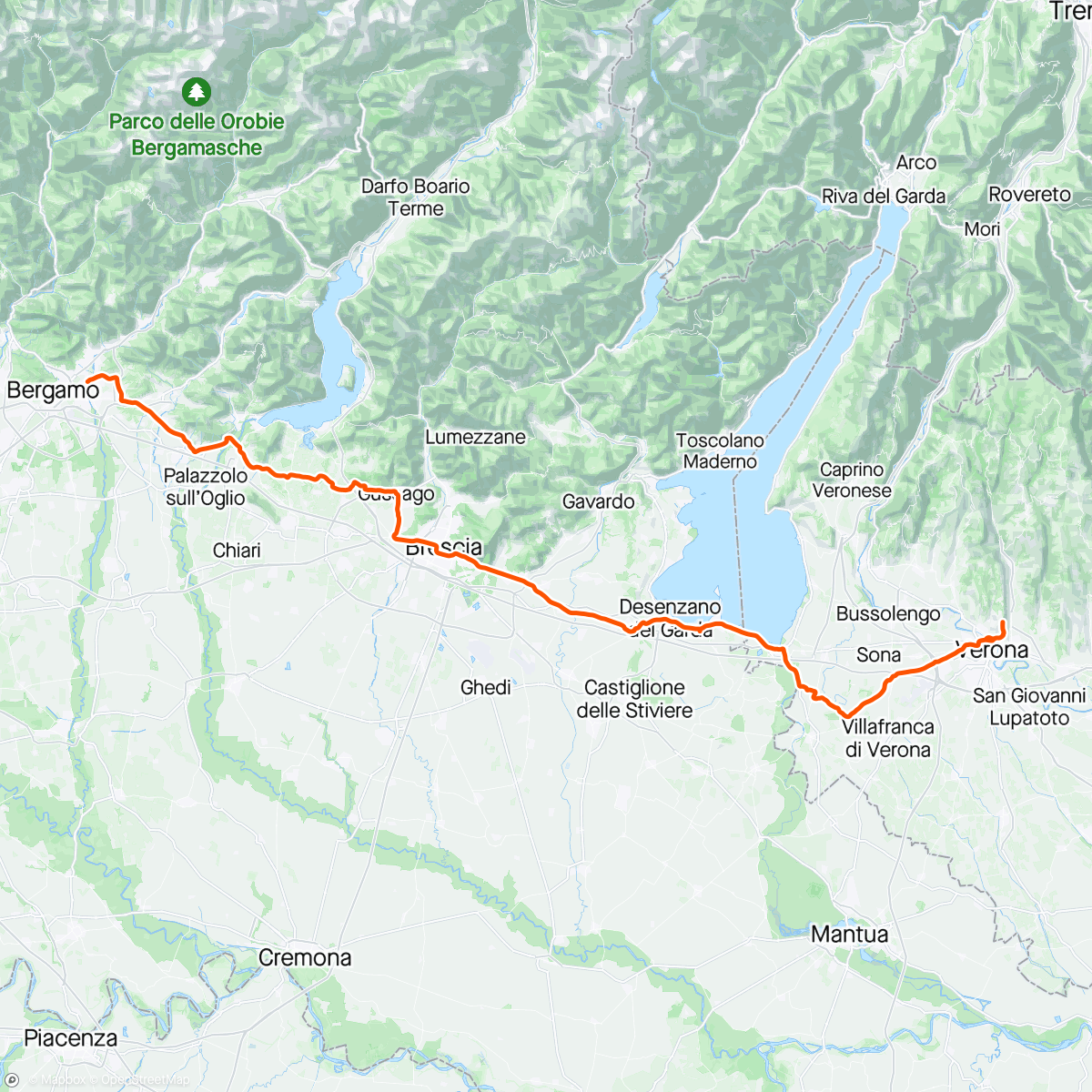 Map of the activity, Bèrghèm dè Sass, con gli Alpini di Gorle.
