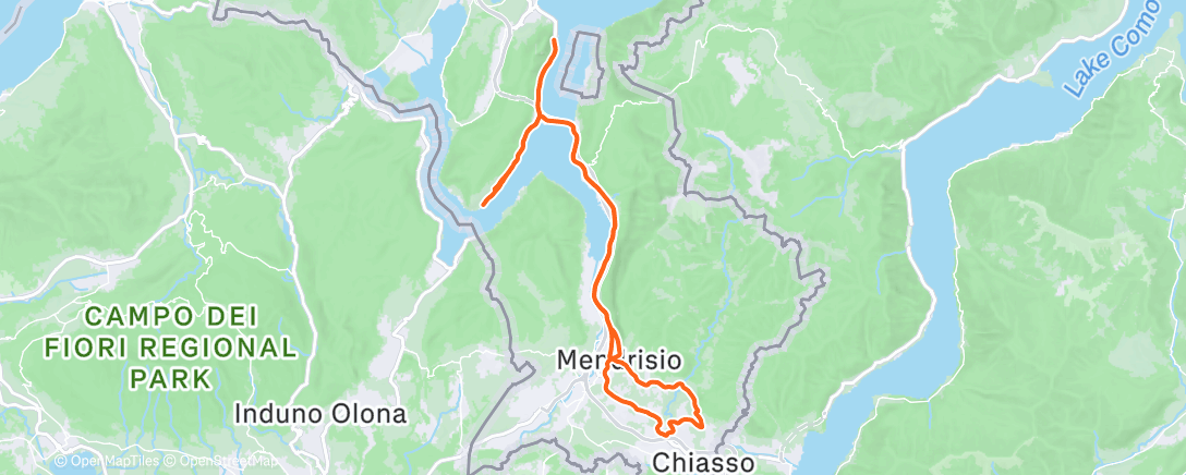 Map of the activity, Pedalata pomeridiana