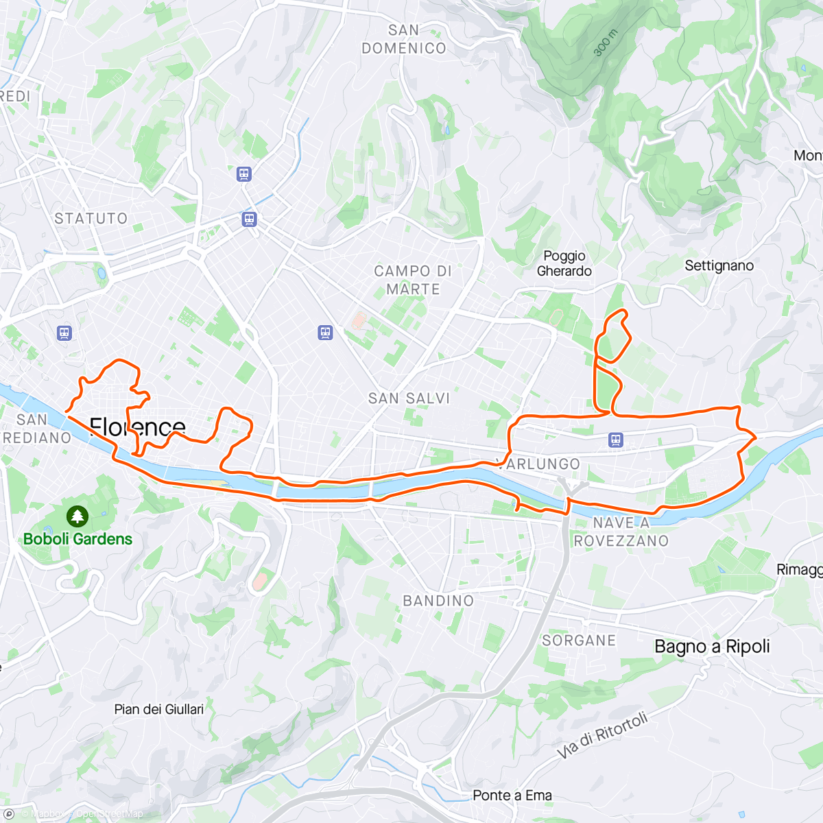 Map of the activity, A Run on Florence Wild side extended tour with Katia and Robert from Virginia