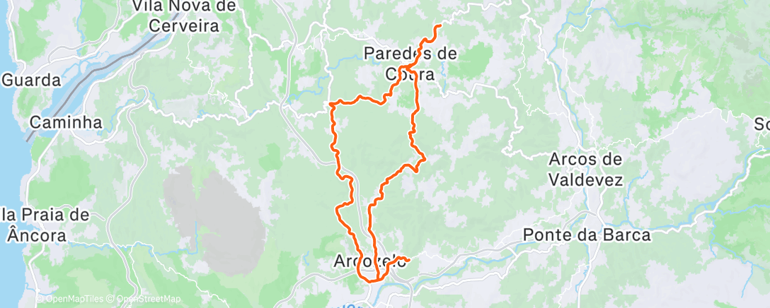 Map of the activity, Volta de bicicleta à hora do almoço