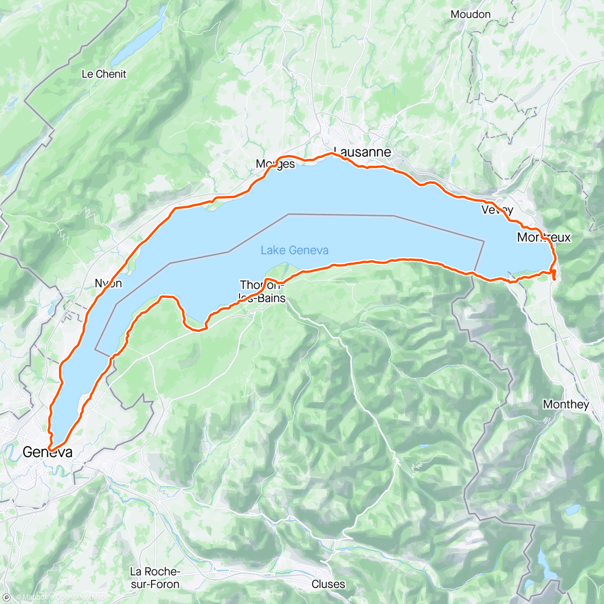 Map of the activity, Tour du Lac Leman