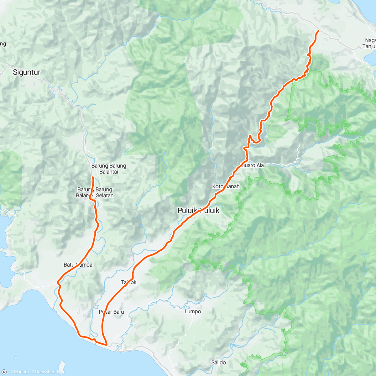 Mapa da atividade, Kebun Teh Alahan Panjang - Muaro Aie Bayang - Ikan Larangan Tarusan