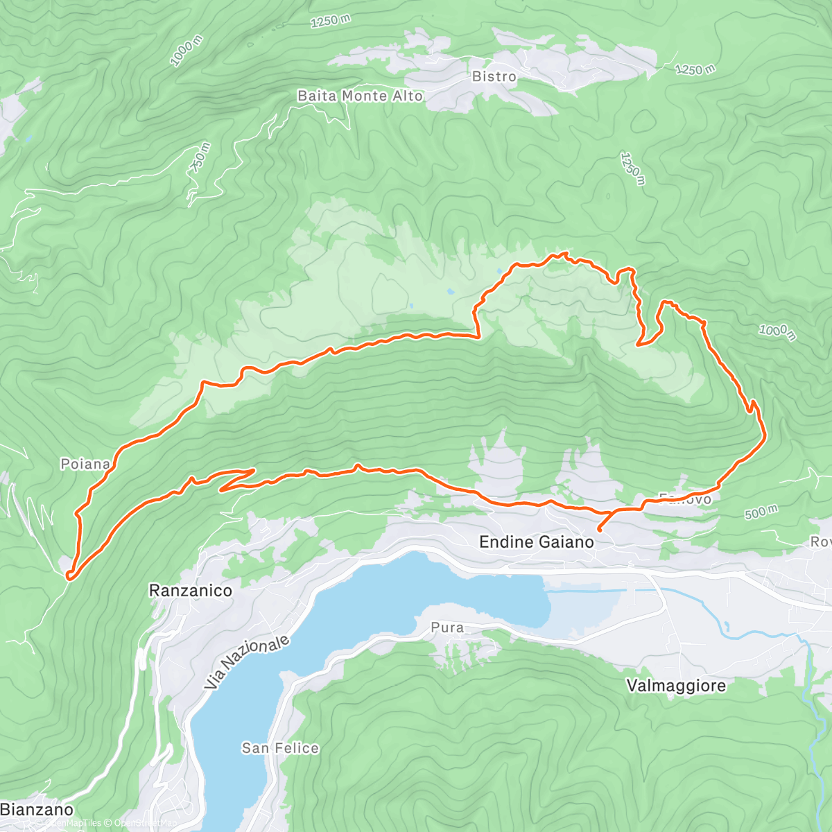 Map of the activity, Lunch Trail Run