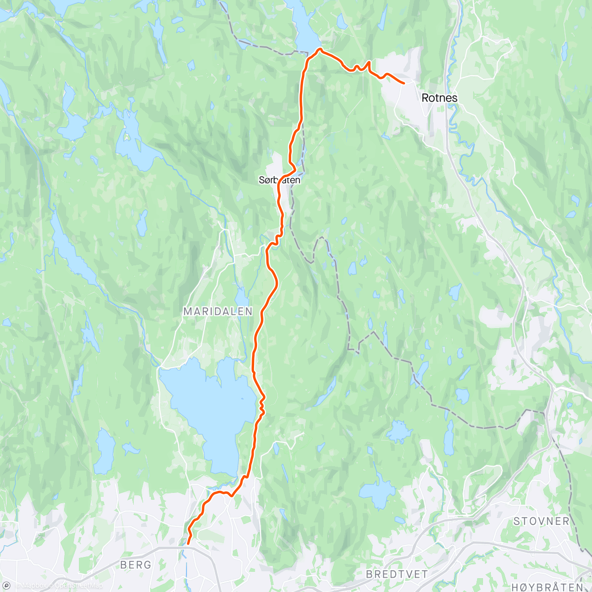 Map of the activity, Trail ride: Nittedal - (Movatn) - Oslo