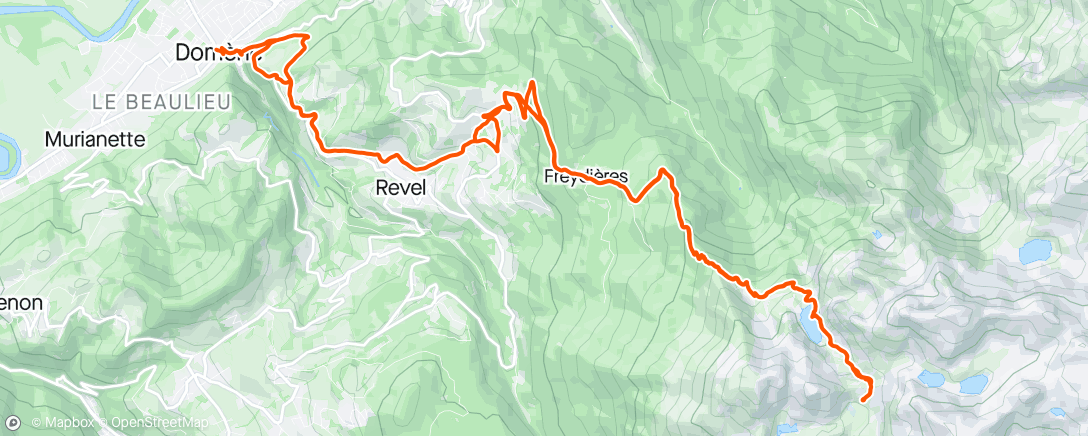 Mappa dell'attività Domène Revel Freydieres Lac du Crozet Col de Pra