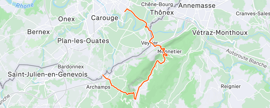 Map of the activity, Course à pied le midi
