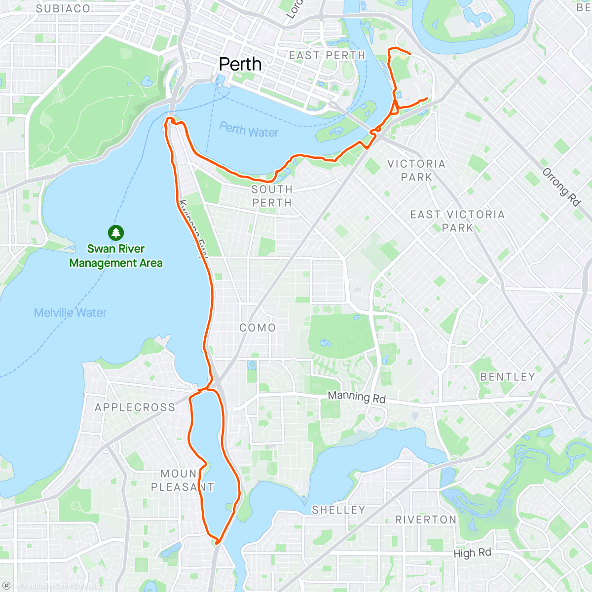 Map of the activity, Perth Bike Path Bash