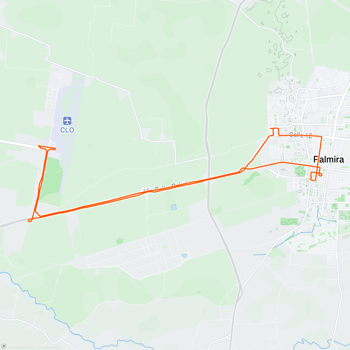 Map of the activity, Palmira -Aeropuerto -Palmira