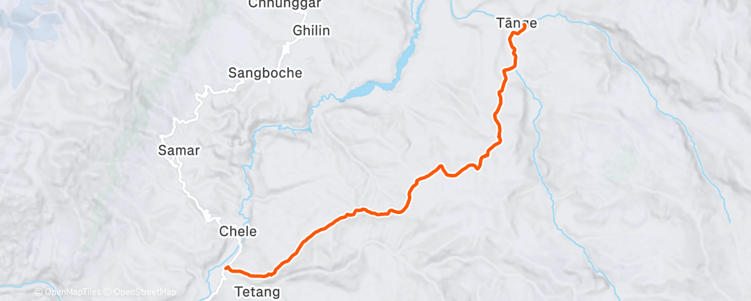 Map of the activity, MUSTANG 🇳🇵 Tange -> Tsugsang