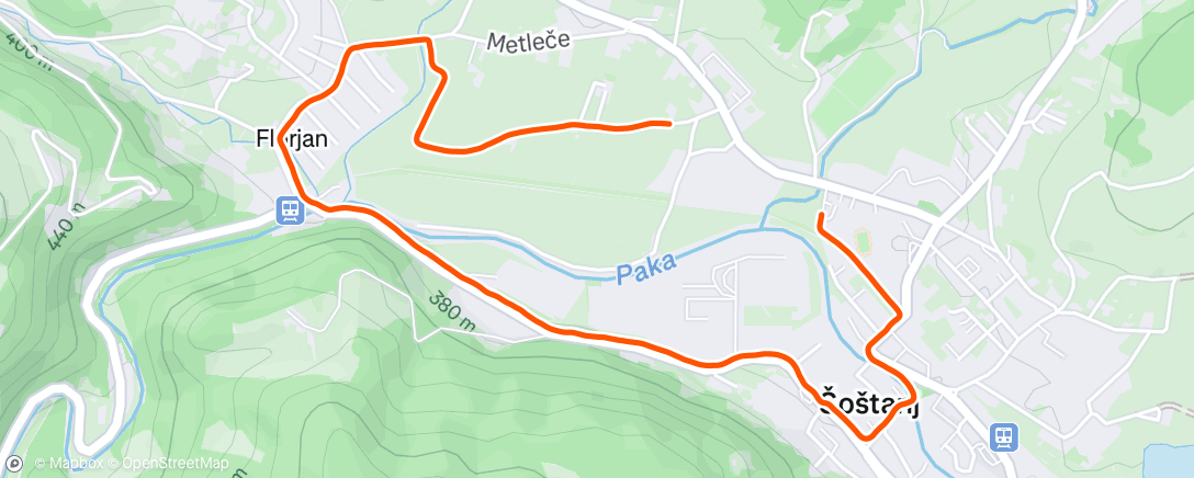 Map of the activity, Evening Run