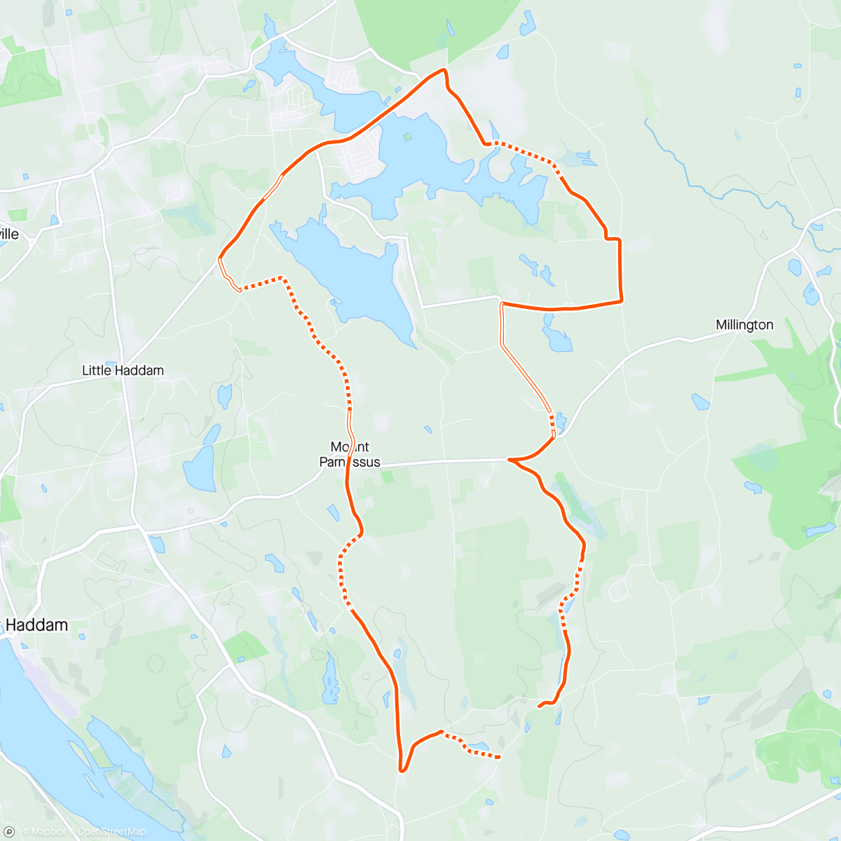 Map of the activity, evening spin after waterbury