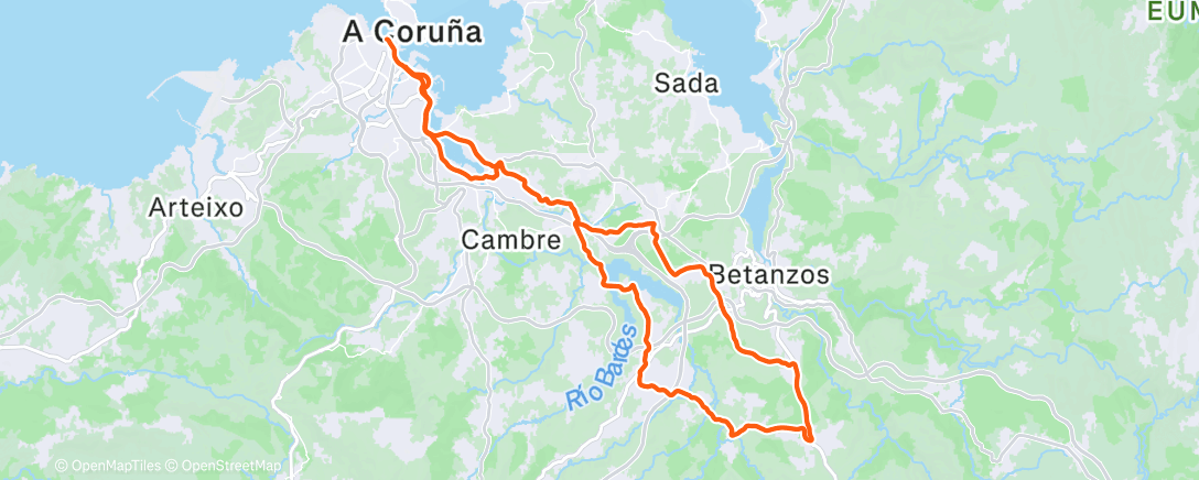 Map of the activity, Bicicleta por la tarde