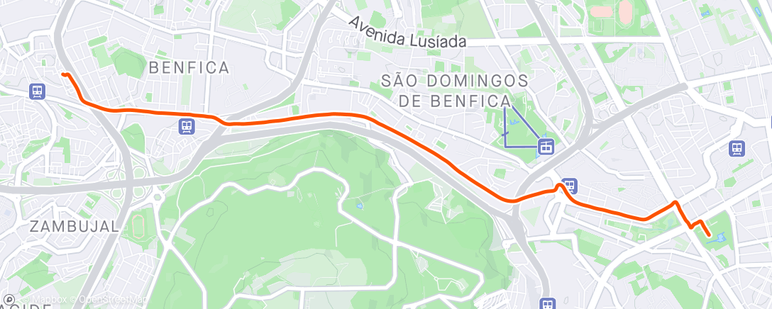Map of the activity, Volta de bicicleta noturna