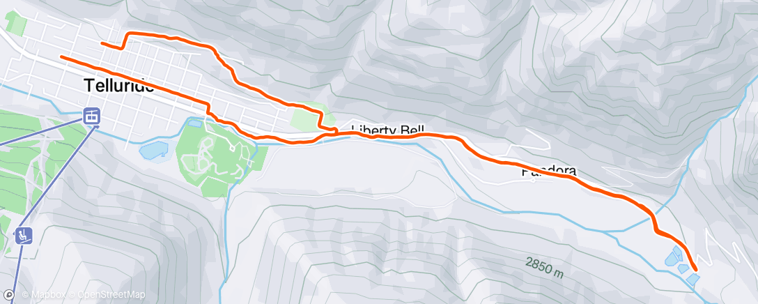 Map of the activity, Afternoon Run